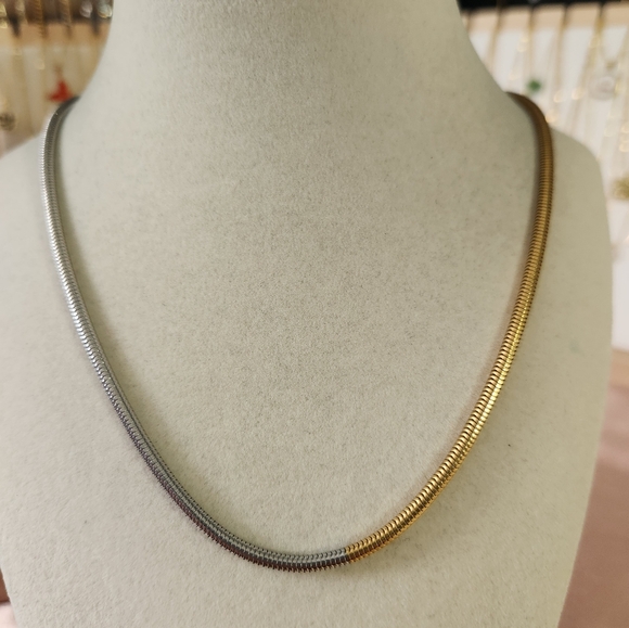 Jewelry - Two tone stainless steel snake chain